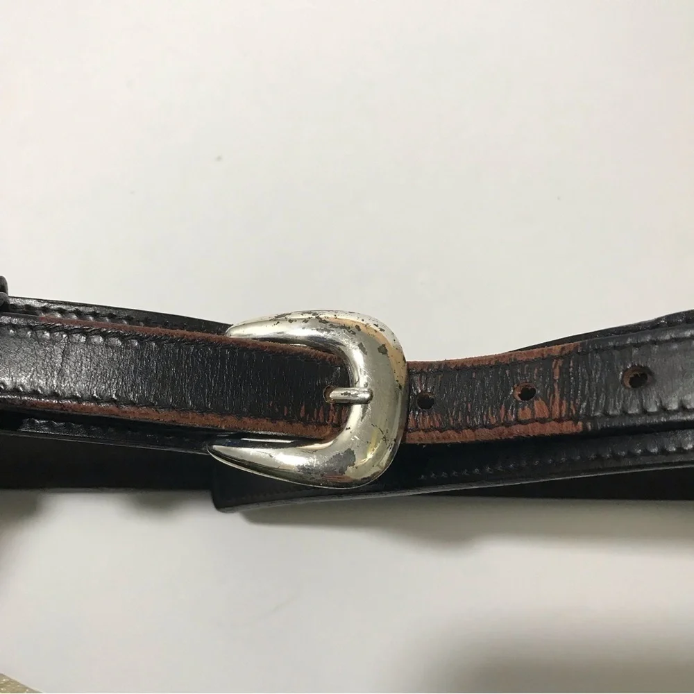 Dos Amigos Black Roped Double Strap Genuine Leather Belt Replaceable Buckle 42